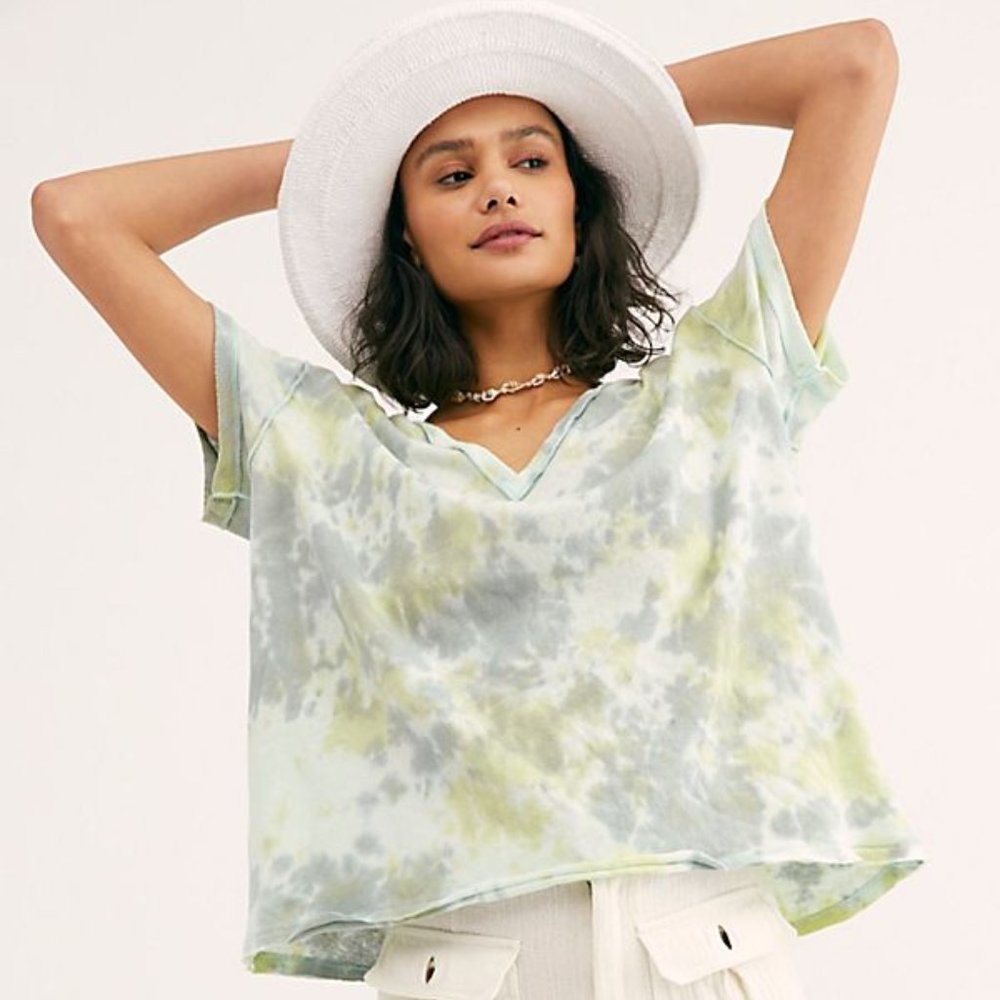 NWT Free People All Mine Sea Green Tie Dye T-Shirt XS